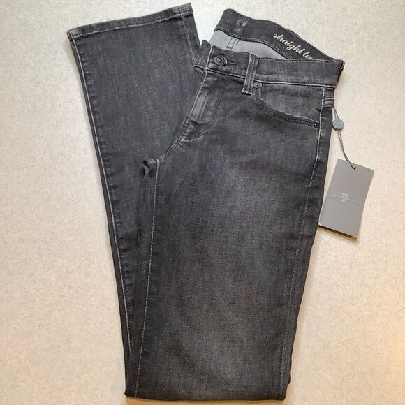 7 For All Mankind Jeans 24‎ Straight Charcoal NWT - Picture 3 of 5